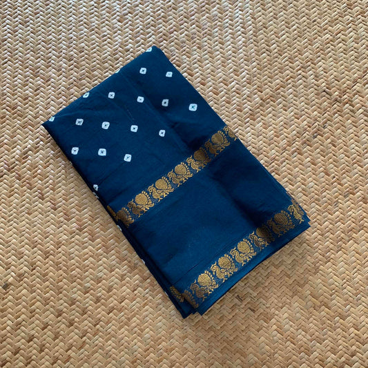 Teal Blue, Hand Knotted kaikattu Sungudi, blouse fabric
