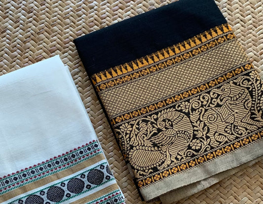 Black, Chettinad Cotton Blouse piece