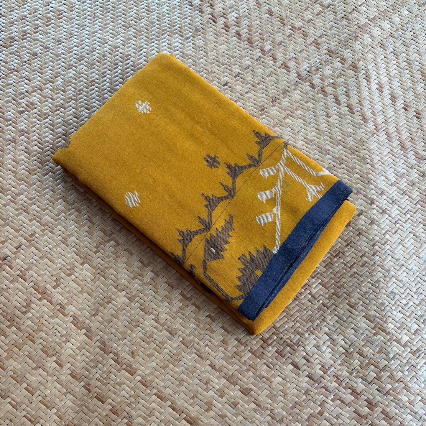 Mustard , Handwoven Jamdani Soft cotton Saree