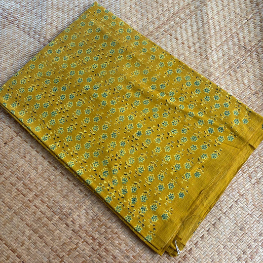 Ajrak Cotton Running Fabric, Mustard