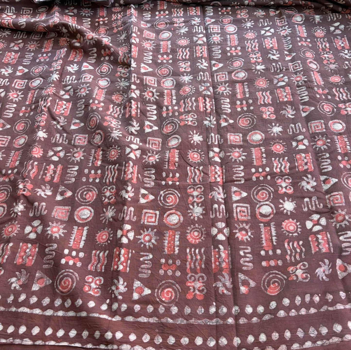 Mul Mul Cotton saree, Hand Block Printed, Dark Mauve
