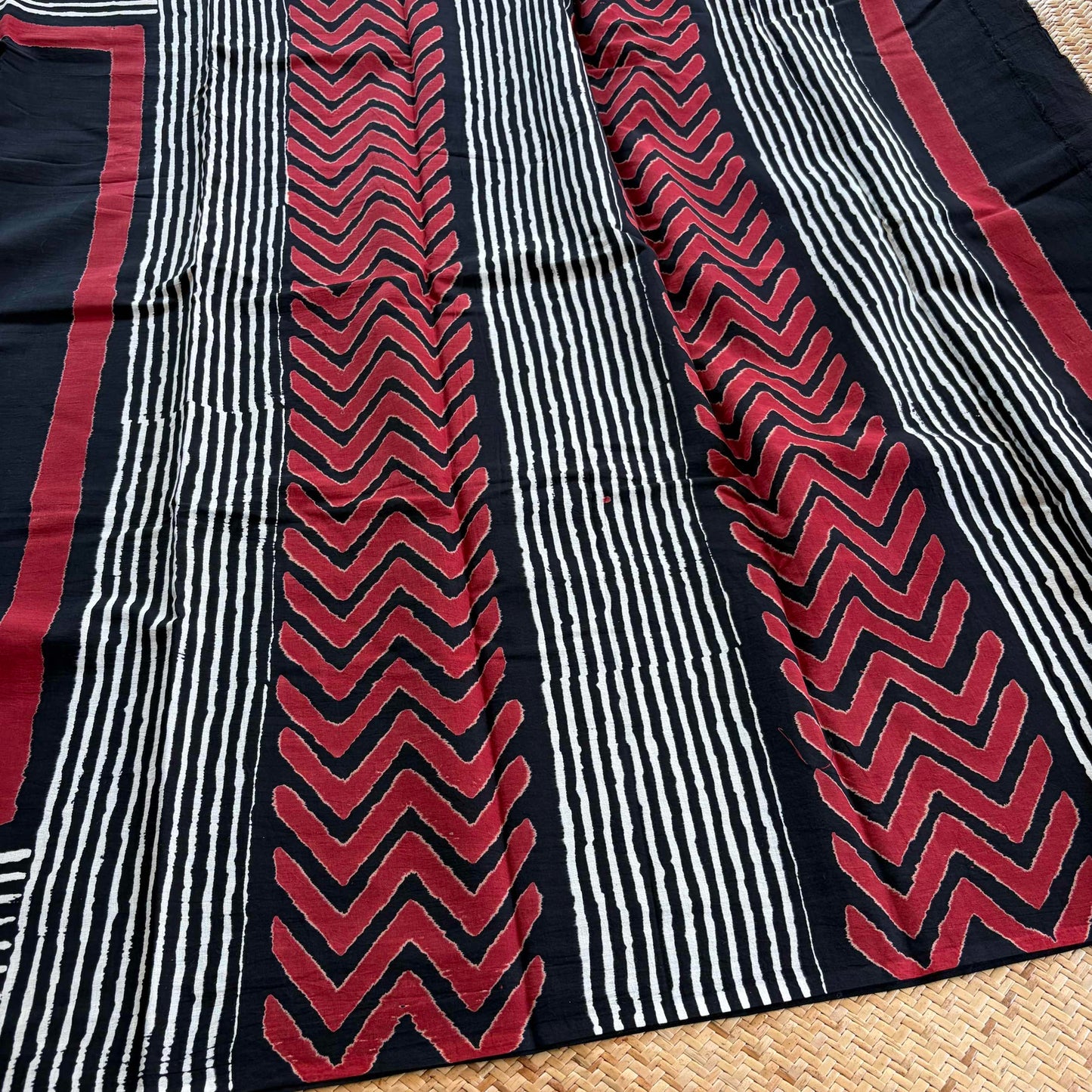 Mul Mul Cotton saree, Hand Block Printed, Black