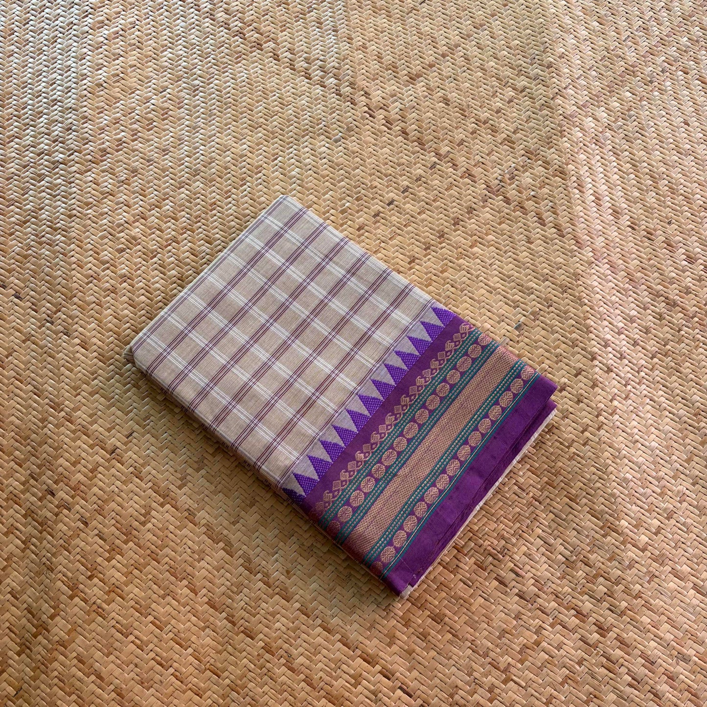 Chettinad Cotton Saree, Beige