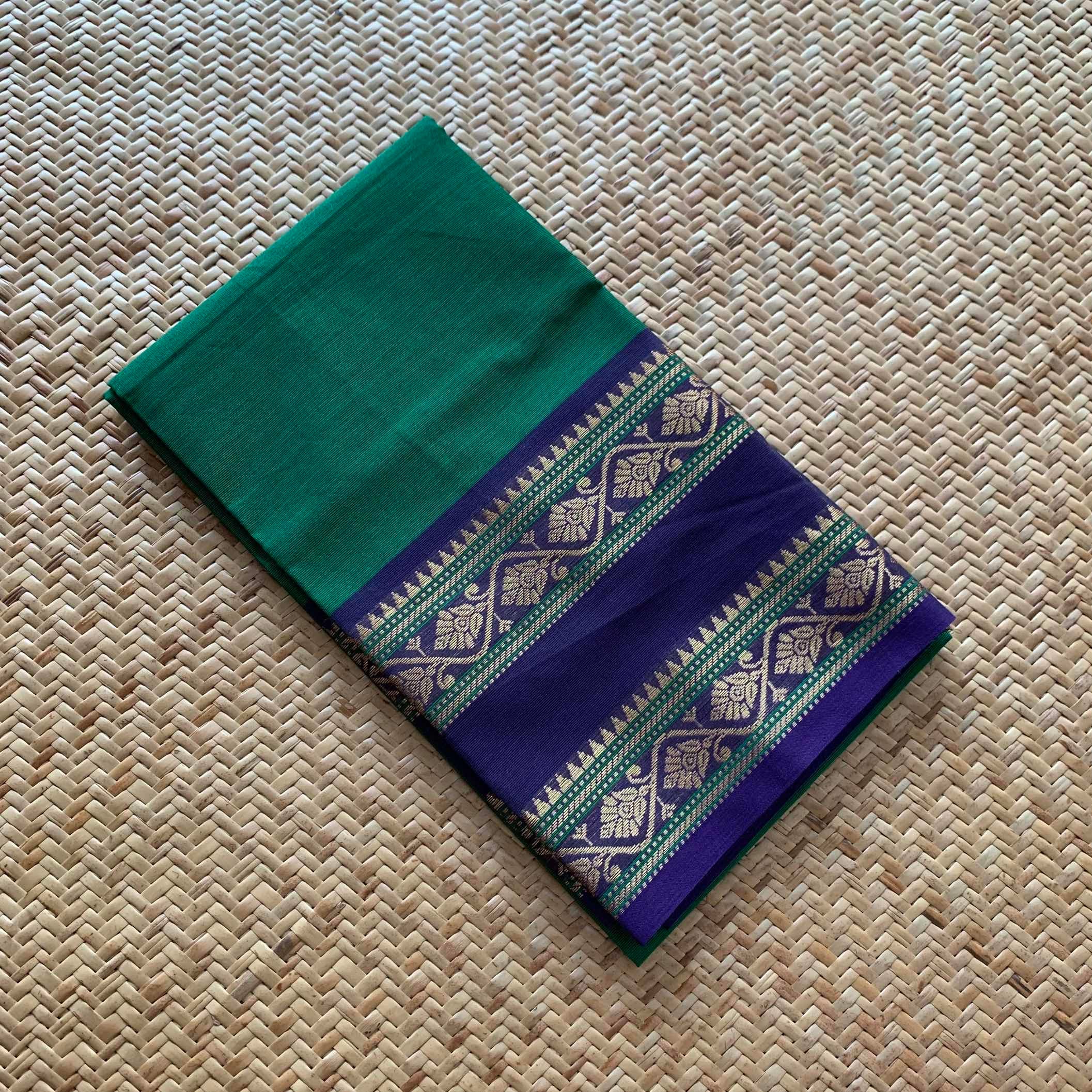 Green - Dharwad Weave Cotton Blouse Piece 13