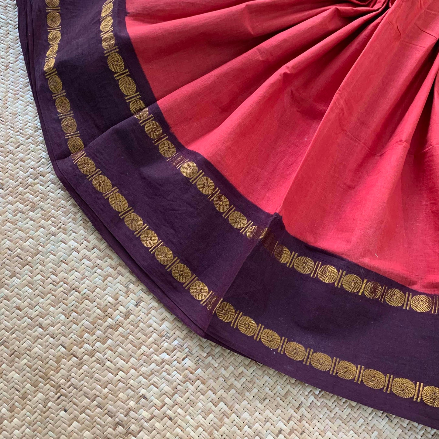 Brown Saree Brown Border, Zari Rudrasham Rettai Pettu Border , Clamp dyed (Kattu sayam).