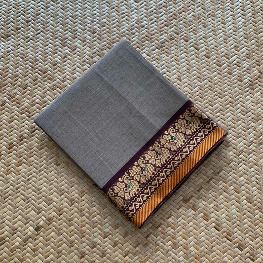 Grey, Chettinad Cotton Blouse piece