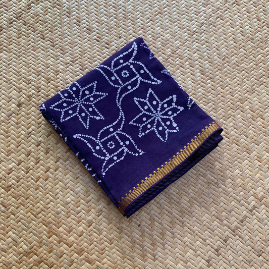 Voilet Wax Printed Brown Kolam, Cotton Blouse piece