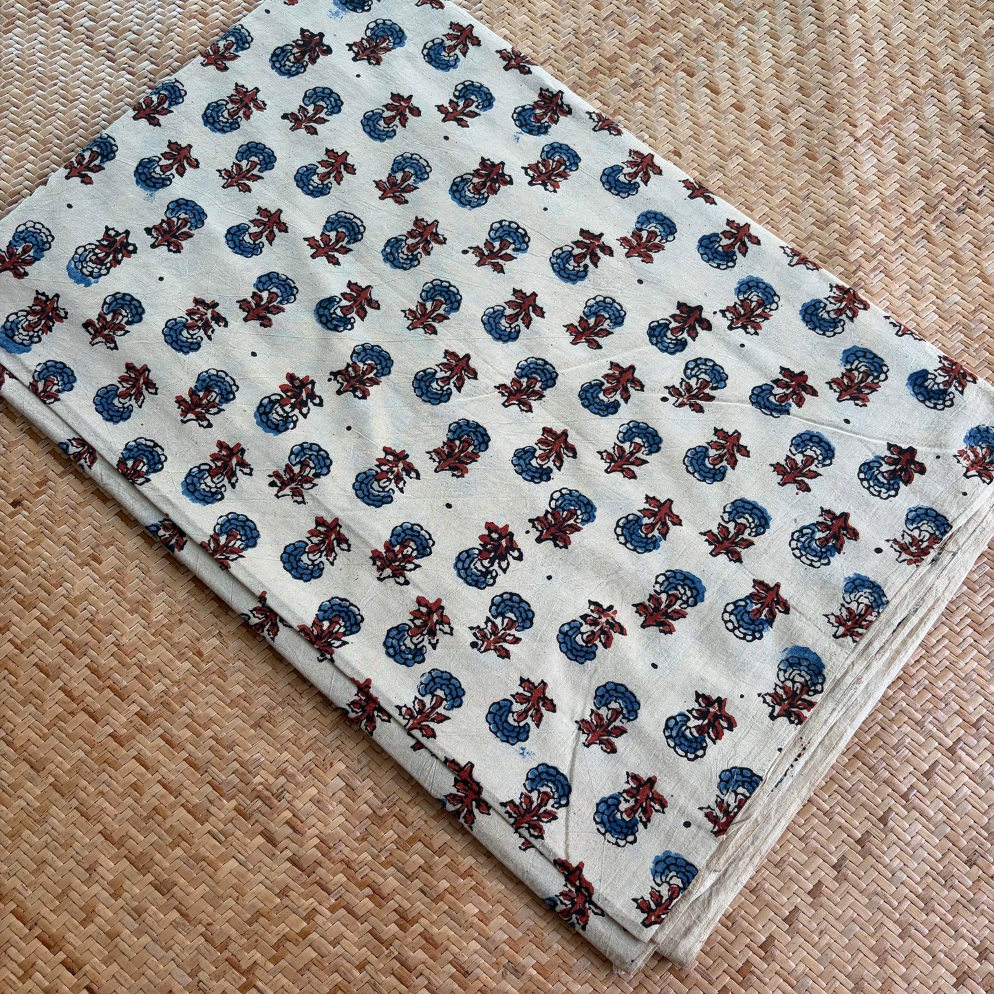 Ajrak Cotton Running Fabric, White