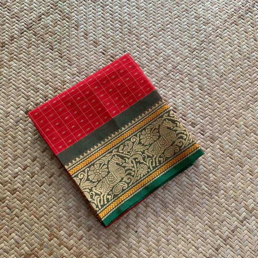 Red, Lakshadeepam, Cotton Blouse piece