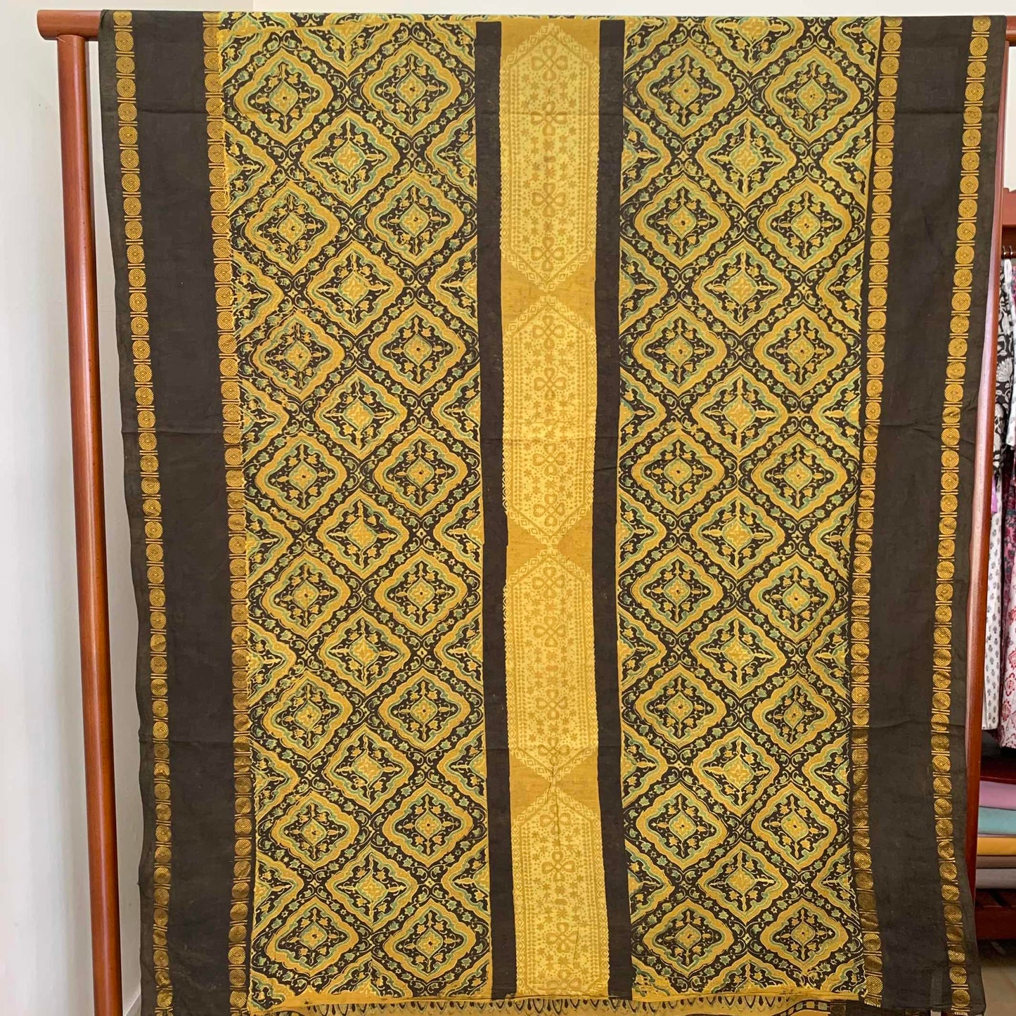 Ajrak Sungudi 2 Piece Salwar Suit Material, Mustard