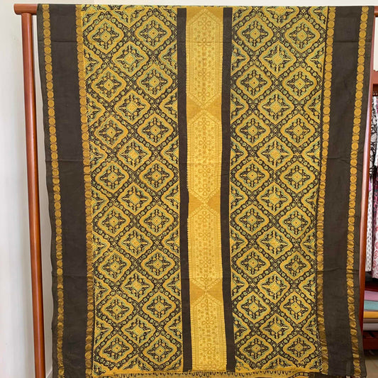 Ajrak Sungudi 2 Piece Salwar Suit Material, Mustard