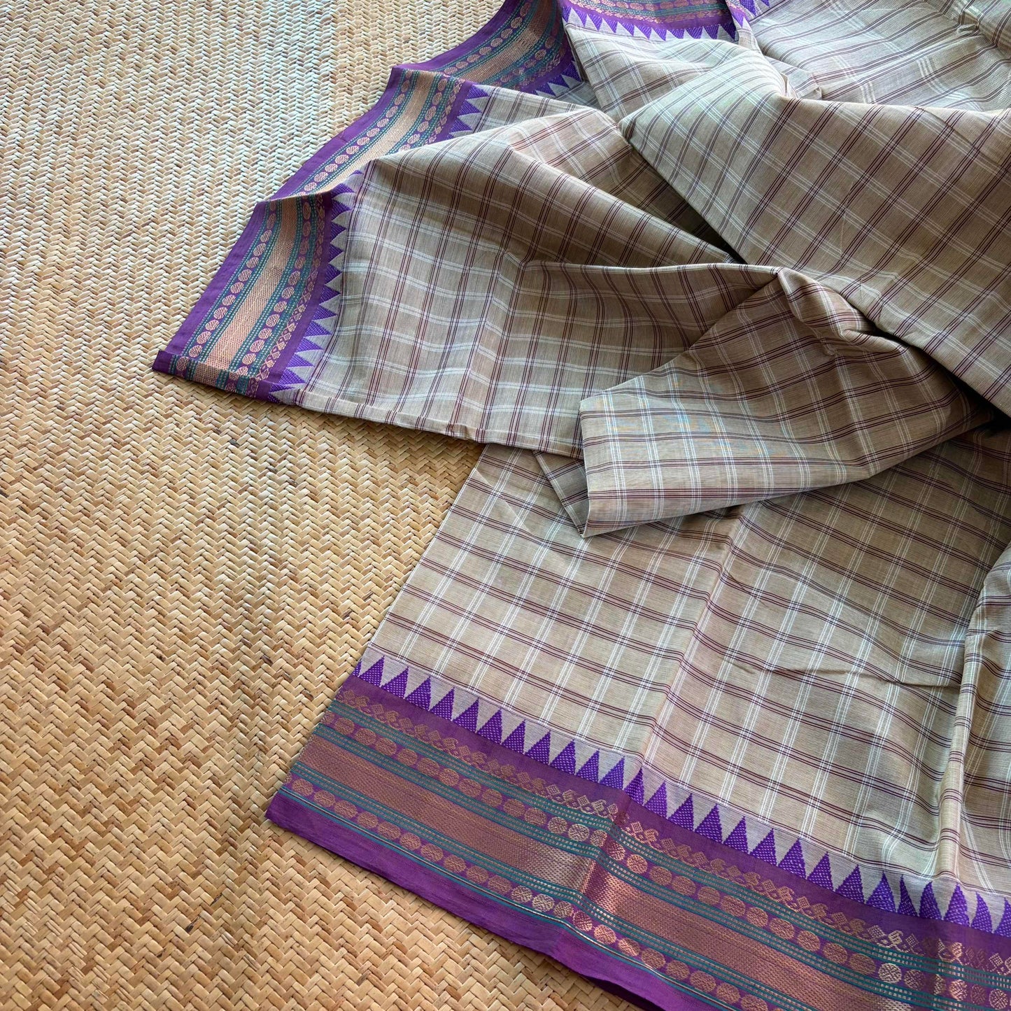 Chettinad Cotton Saree, Beige