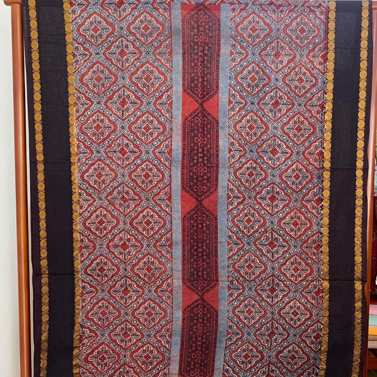 Ajrak Sungudi 2 Piece Salwar Suit Material, Red