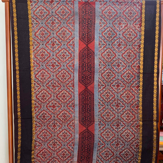 Ajrak Sungudi 2 Piece Salwar Suit Material, Red