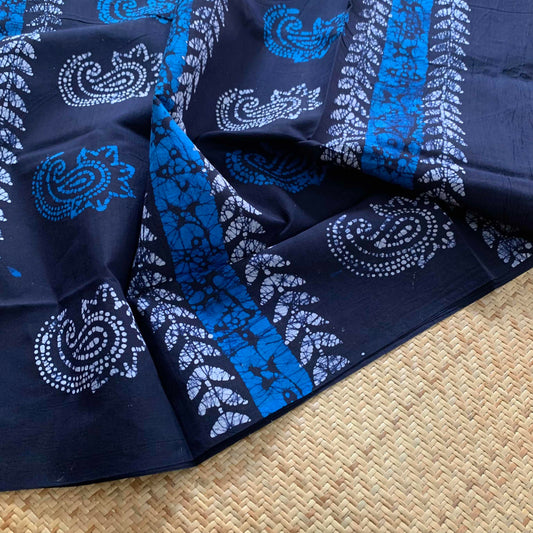 Blue Wax Print Sungudi Saree