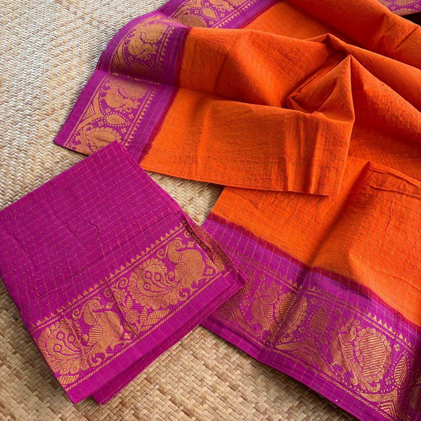 Orange , Zari Kattam Sungudi