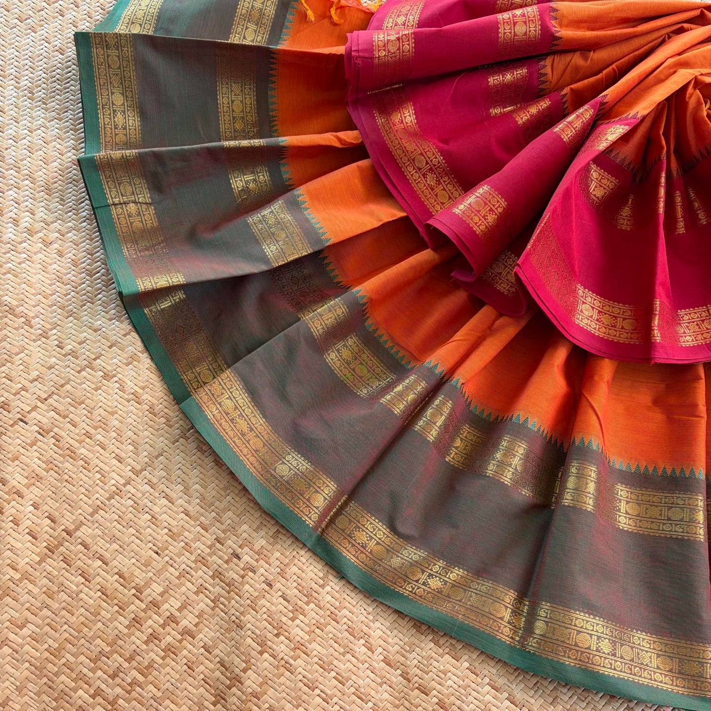 Chettinad Cotton Saree, Orange