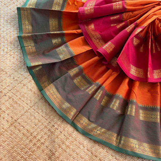 Chettinad Cotton Saree, Orange