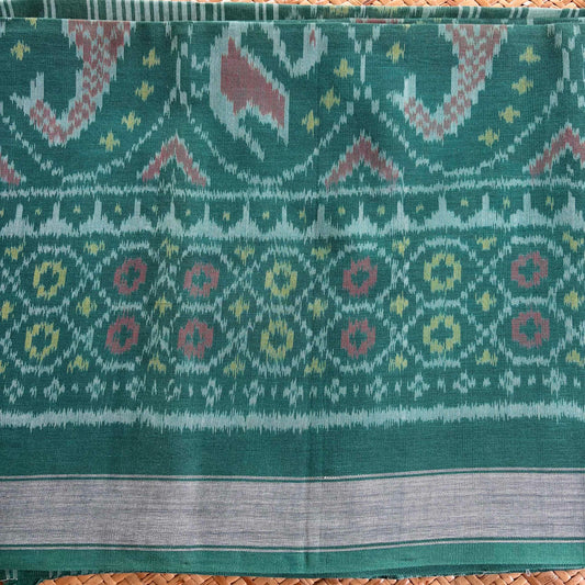 Green, Genuine Patola Cotton Handloom Dupatta