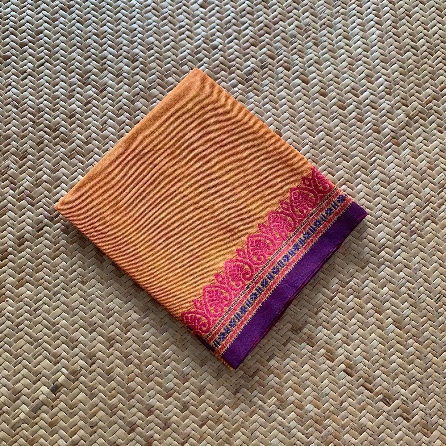 Orange, Chettinad Cotton Blouse piece