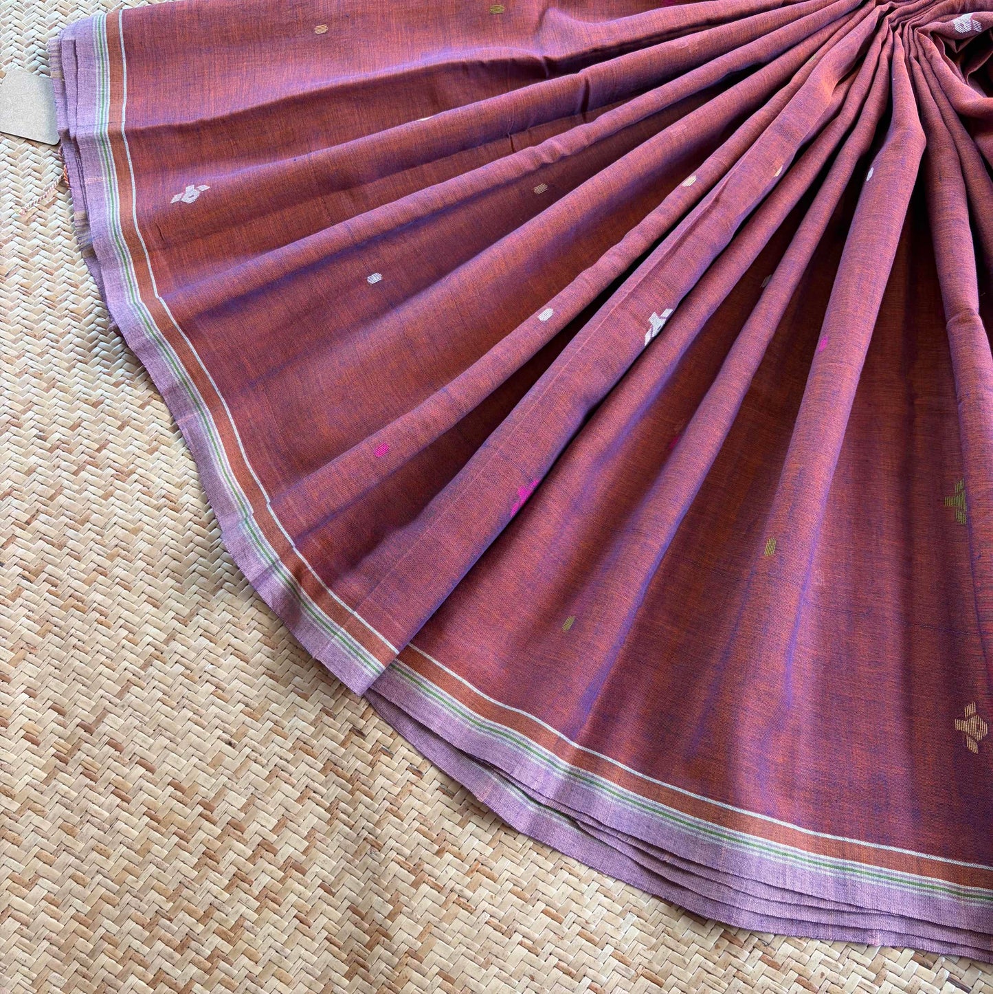 Brown Handwoven Jamdani Soft cotton Saree