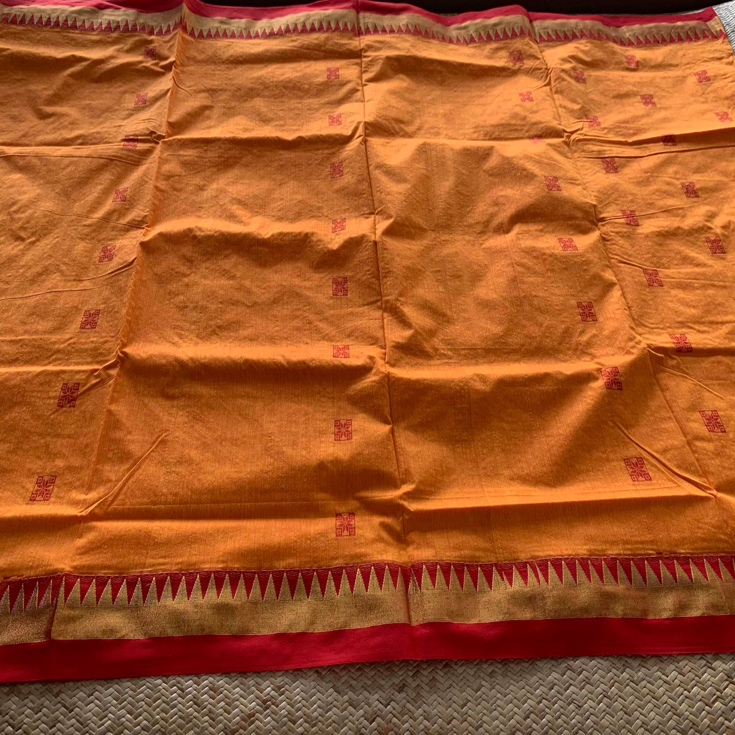 Orange , Kalyani Silk Cotton.