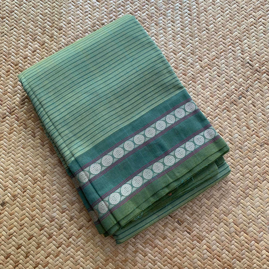 Green, Hand Woven Cotton Saree
