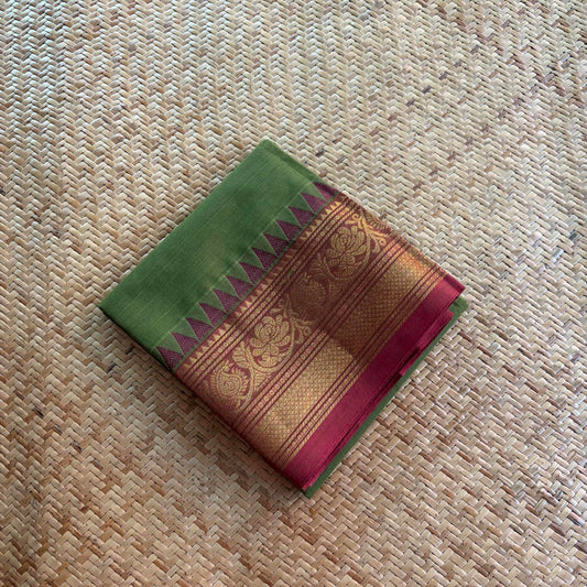 Olive Green, Chettinad Cotton Blouse piece