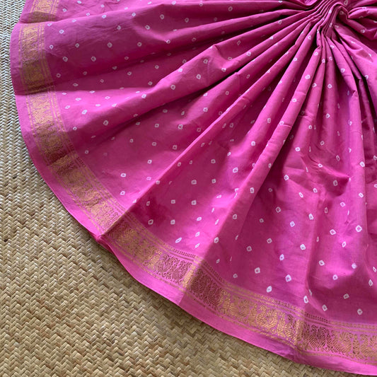 Rose milk, Hand knotted Sungudi , Kaikattu Cotton Sungadi