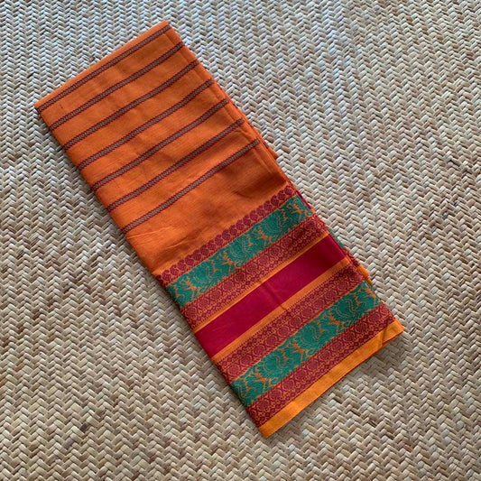 Orange, Chettinad Cotton Blouse piece