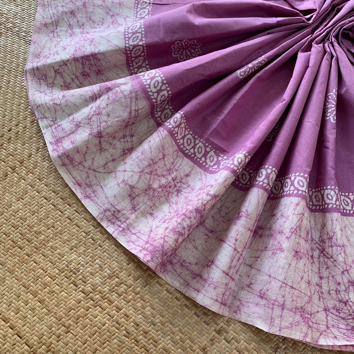 Wax Print Sungudi Saree, lilac