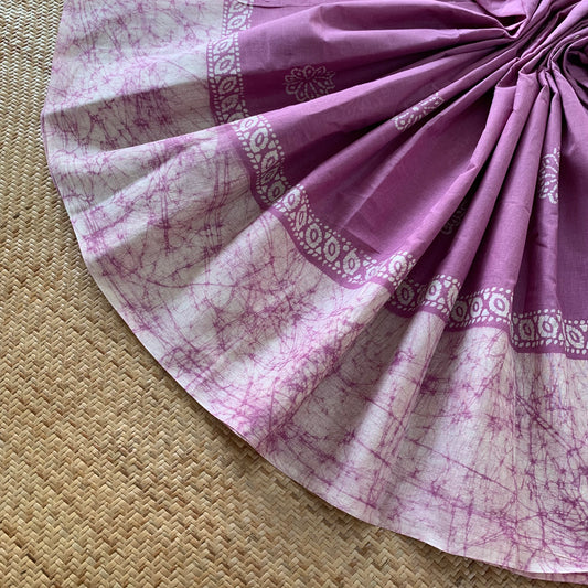 Wax Print Sungudi Saree, lilac