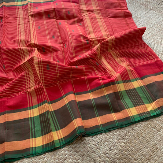 Arupukottai Handwoven Saree, Red