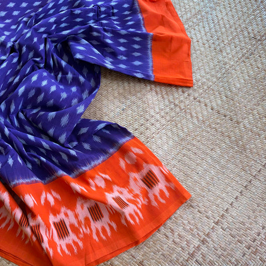 Voilet Pochambally Ikkat Hand Woven Cotton Saree