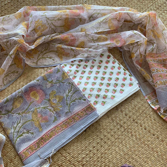 Kota 3 Piece Salwar Suit Material, Powder Blue