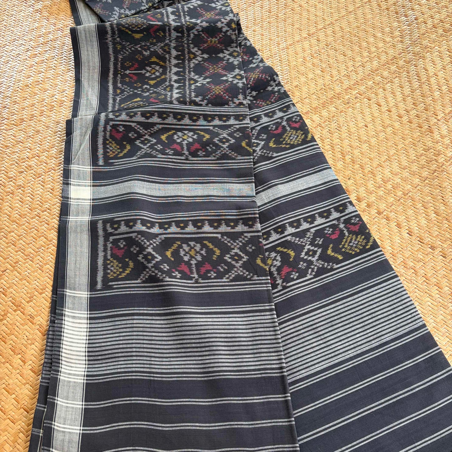 Black, Genuine Patola Cotton Handloom Dupatta