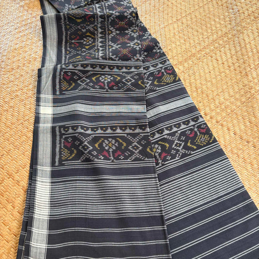 Black, Genuine Patola Cotton Handloom Dupatta