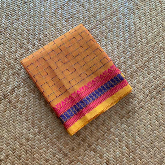 Orange, Chettinad Cotton Blouse piece