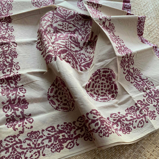 Mauve Wax Print Sungudi Saree