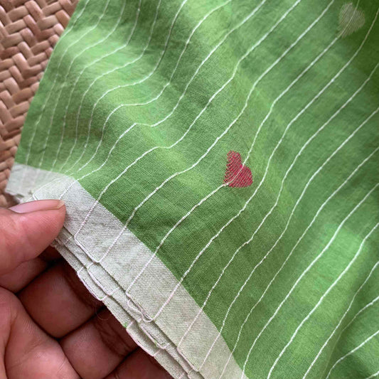 Green, Handwoven Jamdani Soft cotton Saree