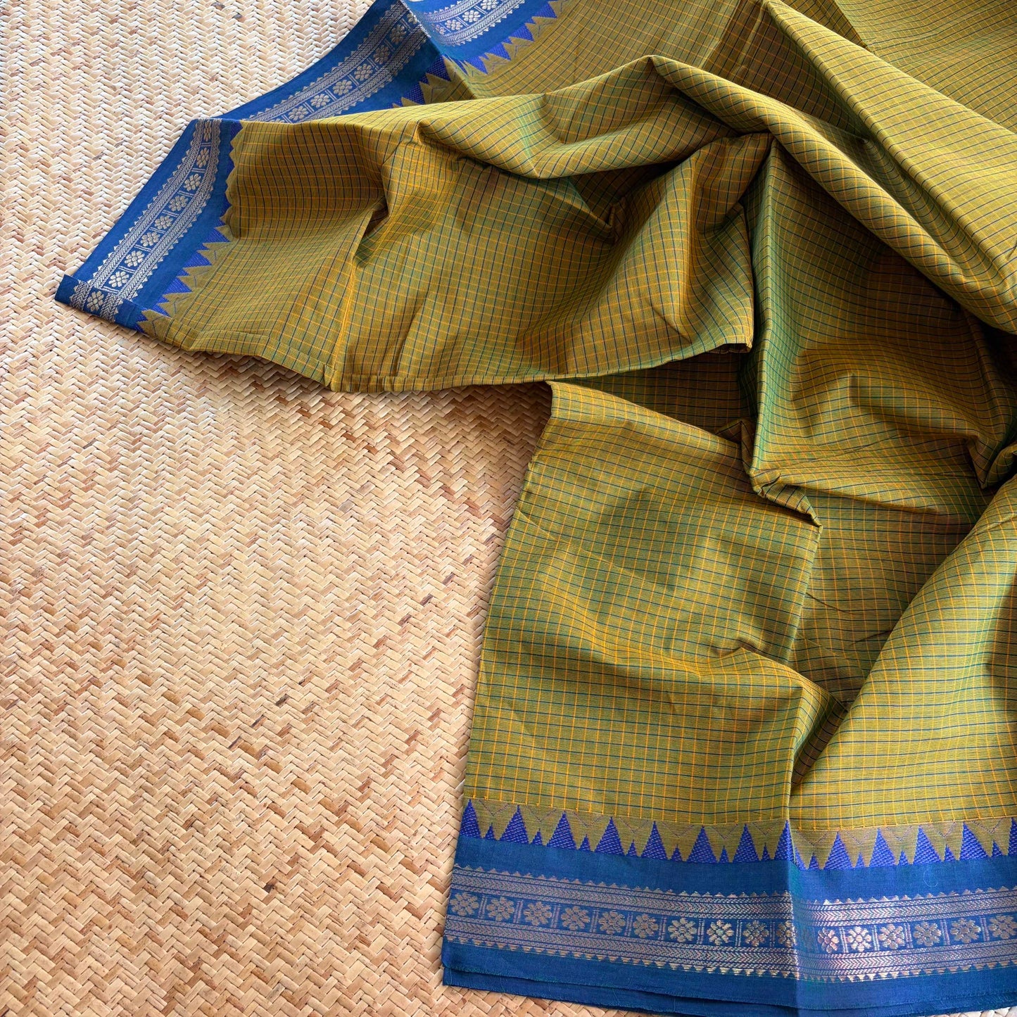 Chettinad Cotton Saree, Olive