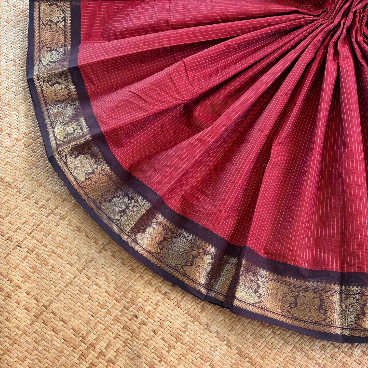 Chettinad Cotton Saree, Red