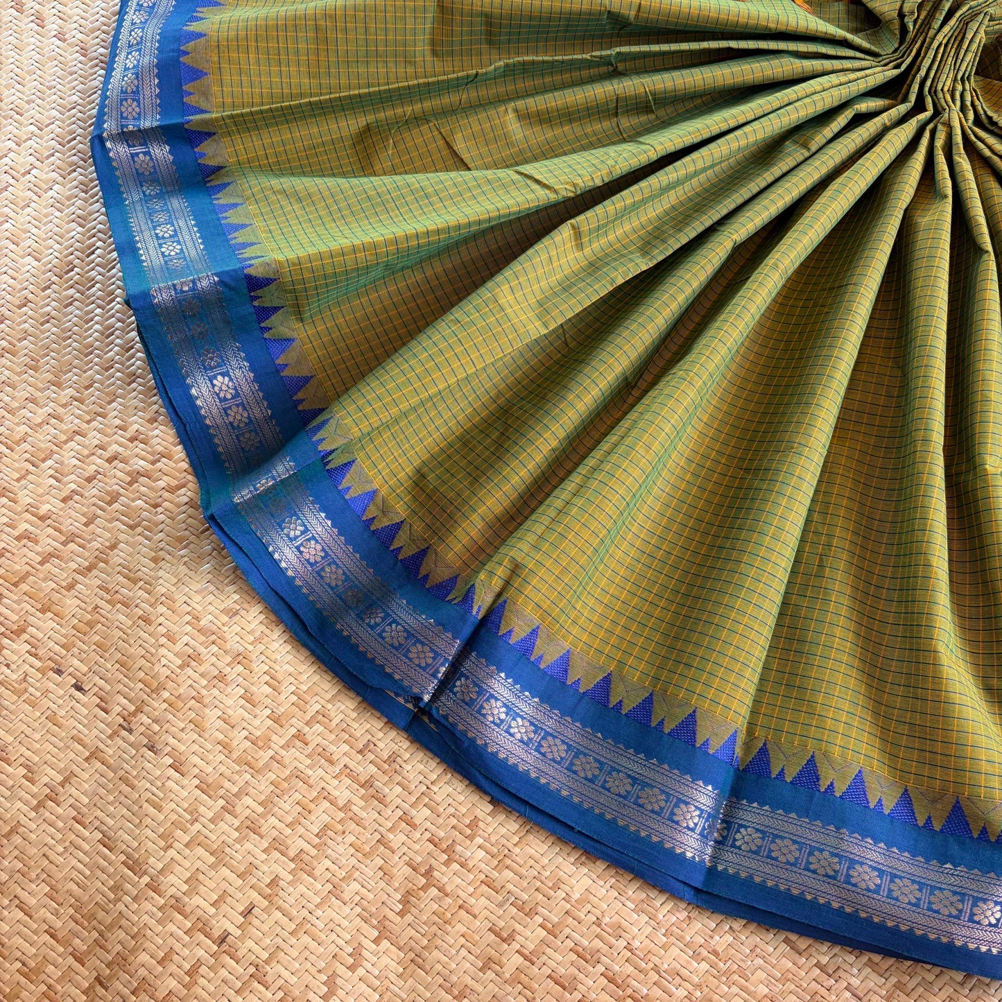 Chettinad Cotton Saree, Olive