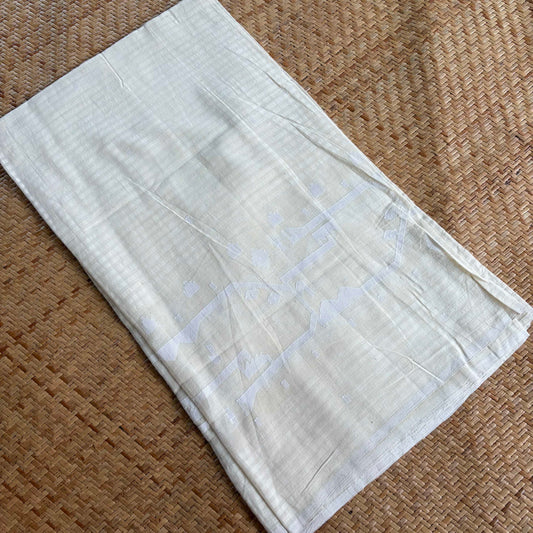 Jamdani Handloom Cotton Running Fabric, Off white