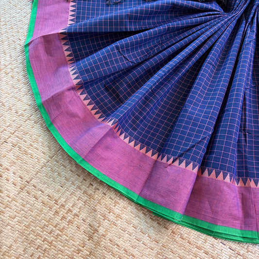 Chettinad Cotton Saree, Navy