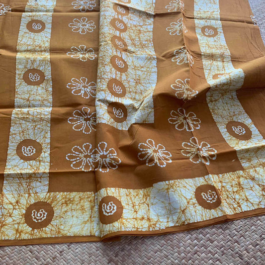 Mustard Wax Print Sungudi Saree