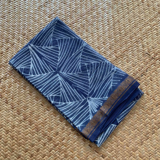 Denim Blue, Hand Crafted Nui Shibori Sungudi Cotton Blouse Piece