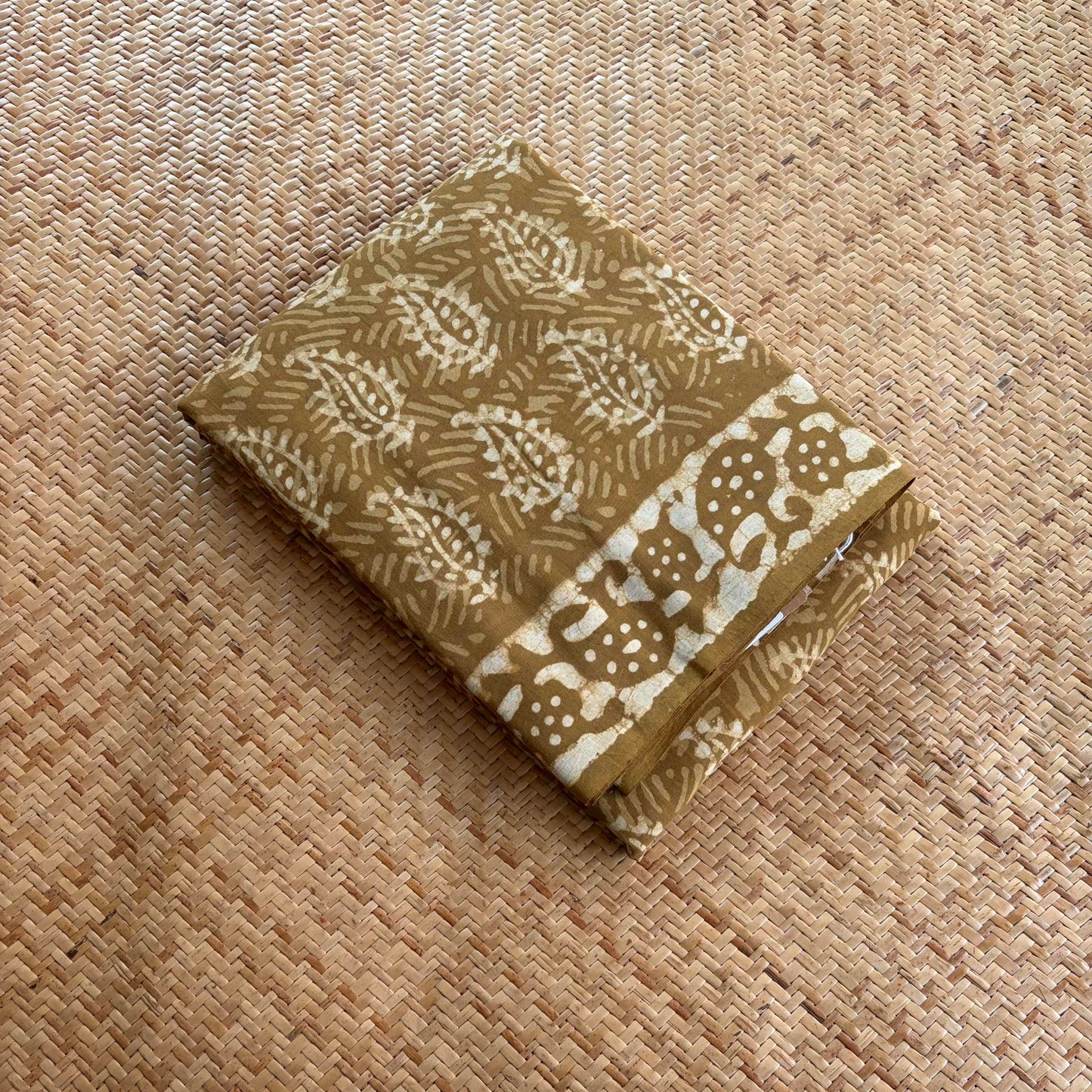 Mul Mul Cotton saree, Hand Block Printed, Mustard