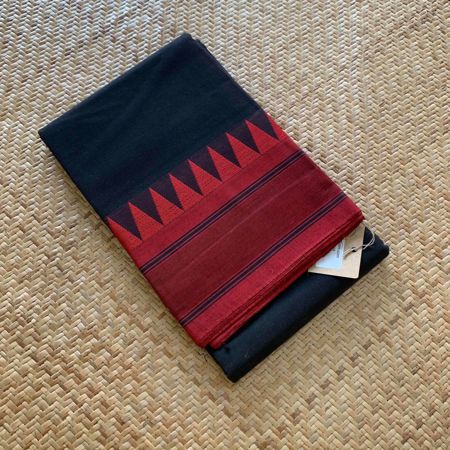 Black Saree With Thread Border, Chettinadu Cotton Saree