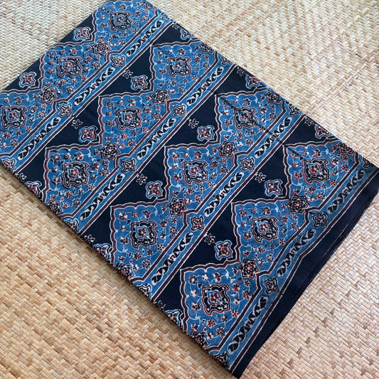 Ajrak Cotton Running Fabric, Black